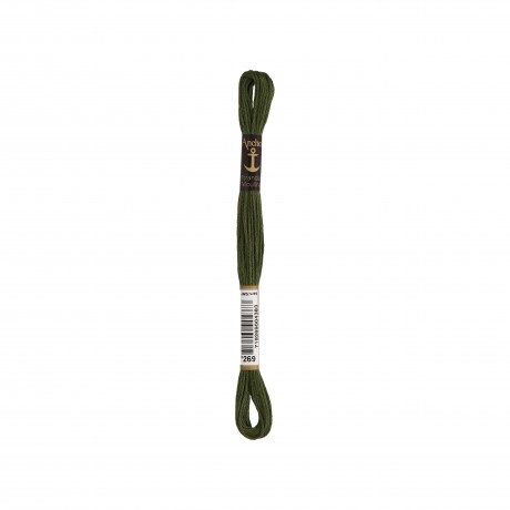 Meada de linha de bordar Anchor Stranded Cotton, filosele cor 269 verde Meada de linha de bordar Anchor Stranded Cotton, filosele cor 269 verde